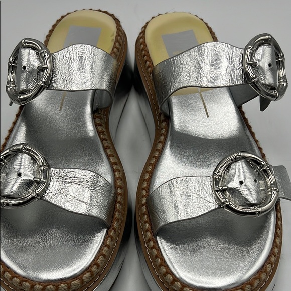 Dolce Vita Silver Metallic Sandals with Cushioned Footbed - Picture 3 of 9